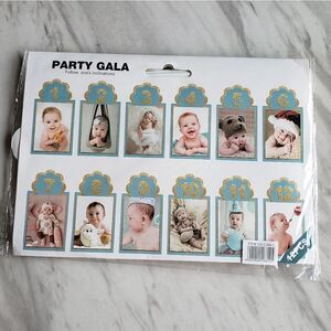 BABY Boy Blue Gold 12 Months 1 Year Pictures Growth Centerpieces Banner NWT
